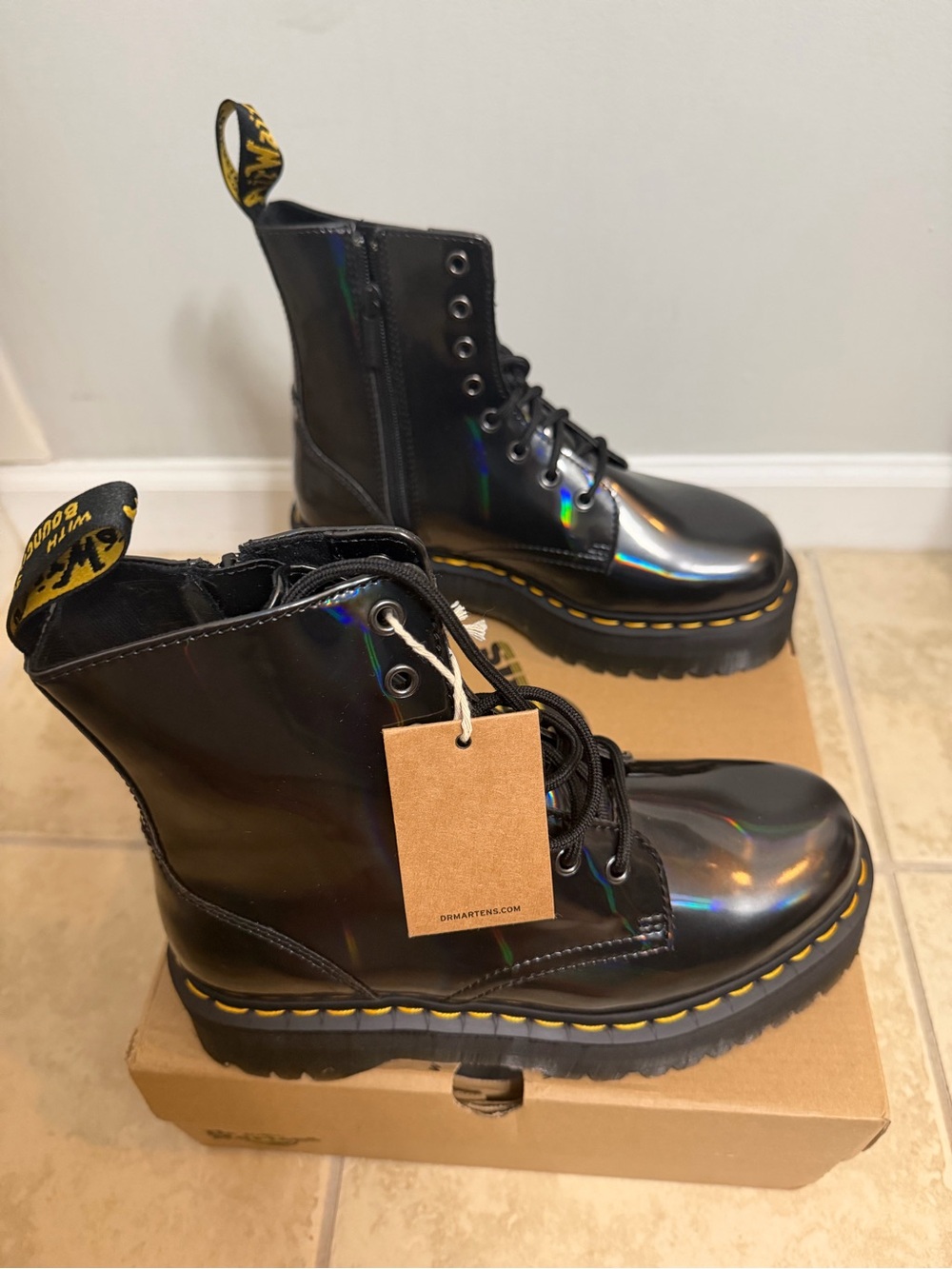 NWT Dr. Martens Jadon Gunmetal Hologram - Picture 2 of 6